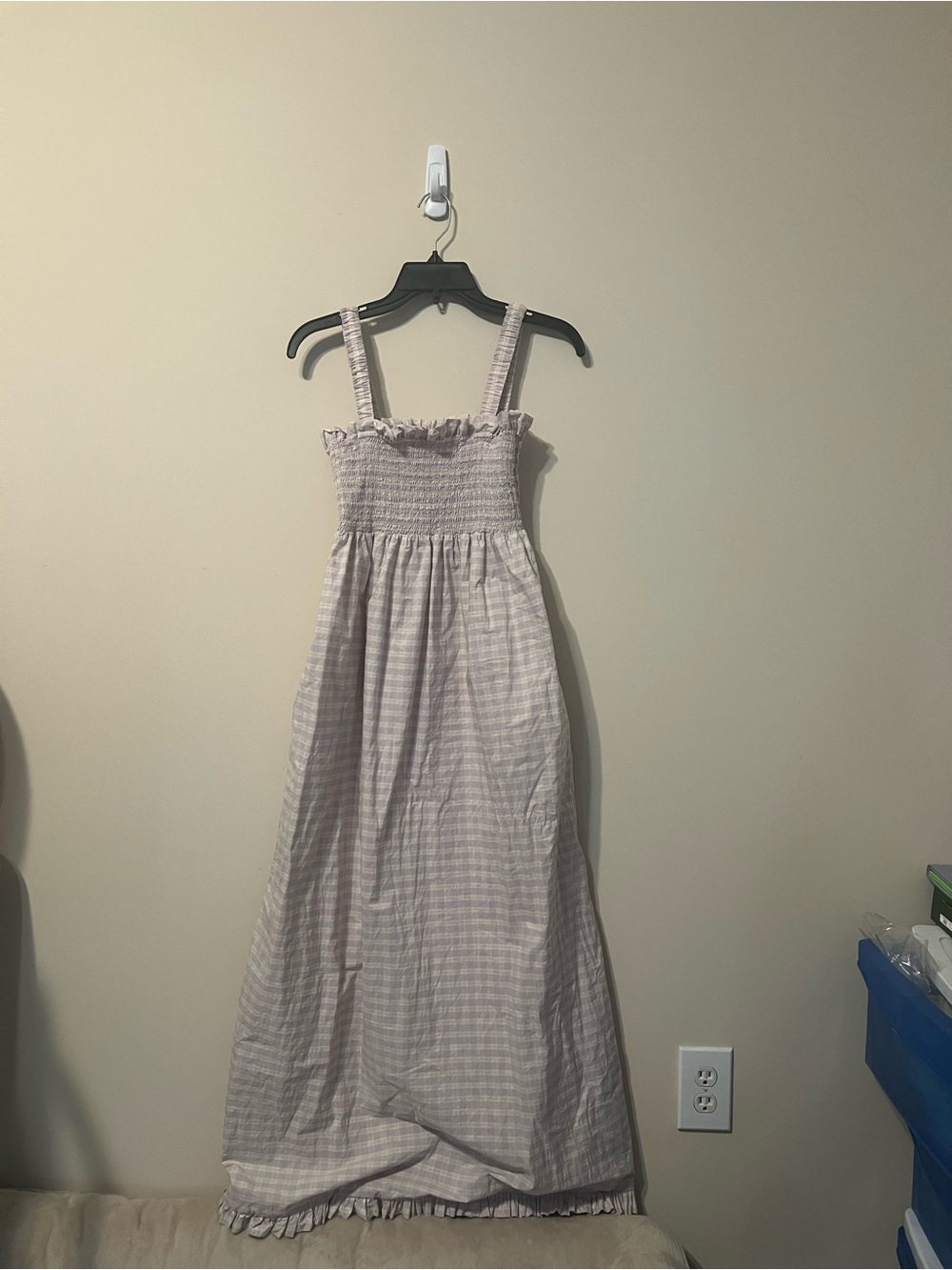 Levi's Lilac Plaid Smocked Maxi Dress